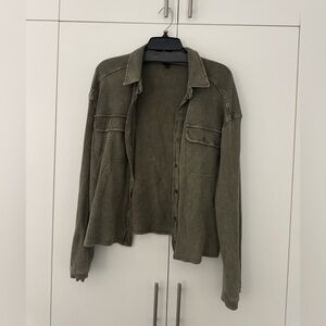 Art Class Textured Olive Green Knit Top